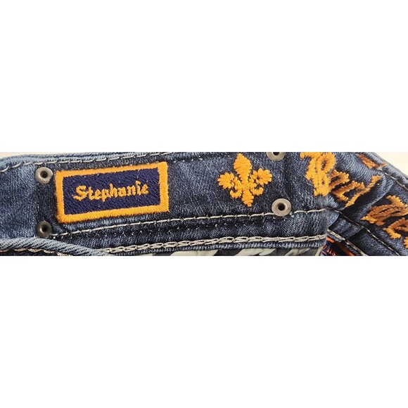 Rock Revival Stephanie Easy Capri Jeans Rhinestones Women’s Size 29 Distressed - Picture 7 of 15